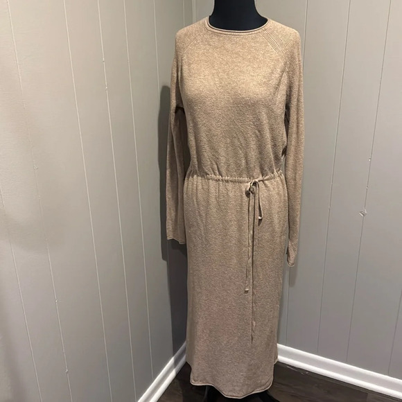 Jolie super stretch finely ribbed knit cashmere blend tie waist midi. Small - Picture 1 of 6